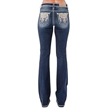 Miss Me Women's Jeweled Dreamcatcher Embellished Pockets Mid-Rise Bootcut Jeans
