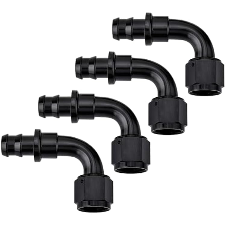 EVIL ENERGY 6AN 90 Degree Push Lock Hose Fitting End Black 4PCS