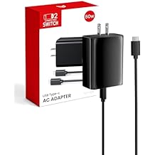 60W USB C Charger Compatible with Switch 2/Switch Console/OLED/Lite/Steam Deck, Support TV Dock Mode, Fast Charging AC Adapter for Type C Phone, Tablet, Laptop, Compact Power Supply with 4.9FT Cable