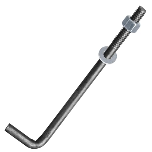8 Pack 10 x 58-11 L-Shape Concrete Anchor Bolts, Threaded Bent Hook Bolts