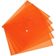 YOKIVE 12 Pack File Folders, Clear A4 Files Envelope | Plastic Document Pockets with Snap Button, Great for Office(Orange)
