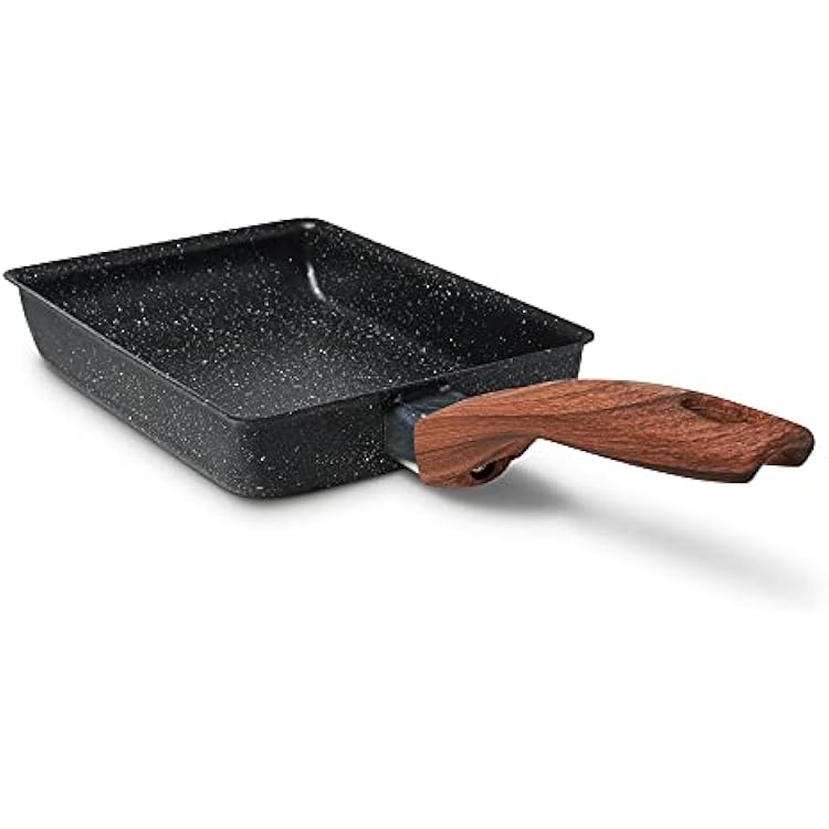 Japanese Omelette Pan, Tamagoyaki Egg Pan with Heat-Resistant & Cook-Safe Handle, Nonstick Frying Pan, Mini Omelet Pan, Curved Edge, Scratch-Proof Bottom, Cooktop Safe, 5 x 7 inches