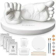 KeaBabies Baby Casting Kit Hands and Feet Mold - 3D Newborn Hand Casting Kit & Stylish Wood Base,Easy DIY Infant Foot Molds 0-9 Months,First Christmas & Baby Keepsake Shower Gifts(Round,Alpine White)