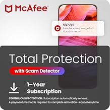 McAfee Total Protection with Scam Detector | Avoid Phishing Emails, Texts, Video and QR Code Scams with Scam Protection Software App for iPhone & Android | 1-Year Subscription with Auto-Renewal