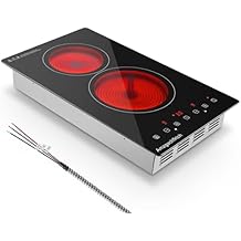 Electric Cooktop 220V Hard Wire, 3000W 2 Burner Electric Cooktop, Built-in Cook Top Stove Burners for Cooking, 12 Inch Stove Top with Touch Control, Timer, Child Lock, Over Heat Protection (No Plug)