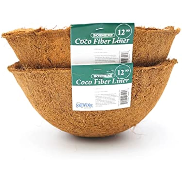 Bosmere F496 12-Inch Pre-Formed Replacement Coco Liner with Soil Moist, 2-Pack