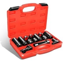 DNA MOTORING 10pcs Professional Oxygen Sensor Socket Removal Tool Set Oxygen Sensor Wrench Removal Tool Oil Pressure Sensor Socket Universal O2 Sensor Wrench Kit for Automotive Repair, TOOLS-00776