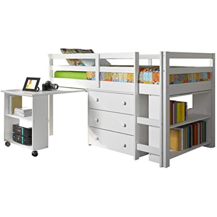 Donco Kids Study Modern Twin Low Loft Bed in White Finish
