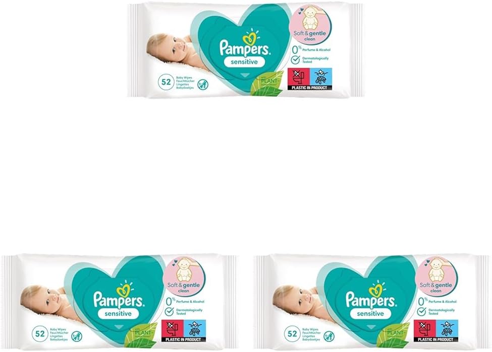 Pampers Sensitive Wet Baby Wipes, 1 pack, 52 Wet Wipes 3 pack