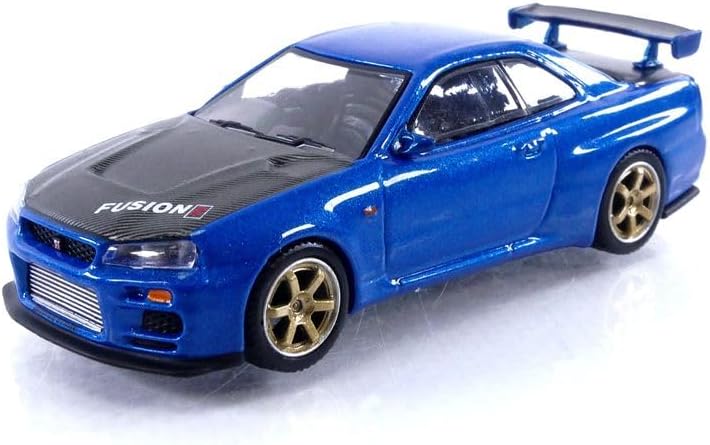 TrueScale Miniatures MINI GT 164 Nissan Skyline GT-R R34 Top Secret Bayside Blue Right Finished Product