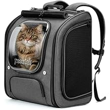 Pecute Cat Backpack Carrier XL, Large Space Cat Bubble Backpack, Breathable Cat Carrier, Shaded Dog Backpack Carrier, Ergonomic 3D Design for Travel, Hiking, Suitable for Shopping, and Vet, Gray