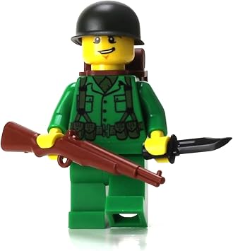 Battle Brick 1.6 Inches Tall US Army WW2 Rifleman Soldier Collectible Custom Minifigure | Printed in the USA | Genuine Military Minifig| Great Gift for Ages 8+ to Adult AFOL