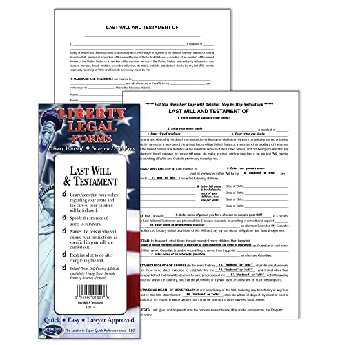 Last Will & Testament Forms Kit for USA - Complete Do-It-Yourself Legal Documentation Set by Permacharts