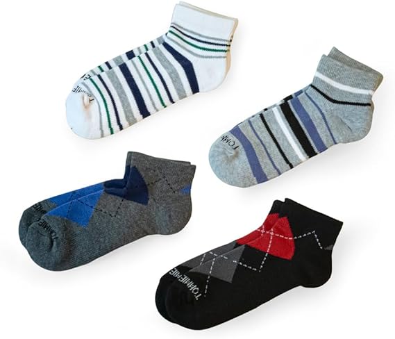 Tommie Copper Men's Ankle Compression Socks | All-Day Comfort, Breathable & Easy-On l Assorted Patterns l Size 6-8.5 (4-Pack)