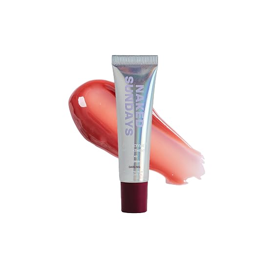 Naked Sundays SPF 50 Tinted Lip Treatment with Sun Protection Hydrating Lip Balm with Peptides, Polyglutamic Acid & High-Gloss Finish, Broad Spectrum UVA/UVB, Vegan, Non-Sticky - 15ml (Darling)
