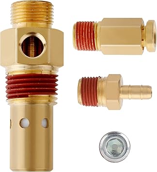 Hromee Air Compressor Replacement Components Brass 1/2 Inch MNPT Compressor in Tank Check Valve Kit with Three Different Unloader Tube Fittings 20 SCFM 4 Pieces
