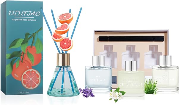 3 Pack Reed Diffusers and Grapefruit Scent Diffuser
