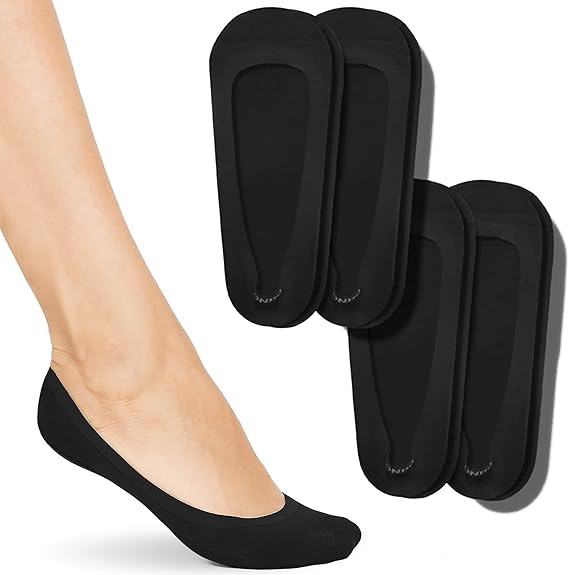 ONDO Low-Cut No Show Socks - Invisible in Flats & Loafers - Cotton & Aqua-X Nylon - No-Slip Fit for Men and Women - 4 Pack