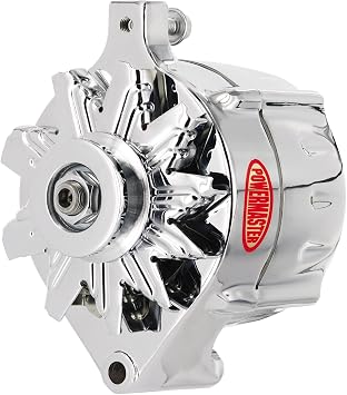 Powermaster 8-37101 Alternator, Smooth Look Upgrade, 100 amps, 12V, 1-Wire, Single V-Belt Pulley, Aluminum Case, Chrome, Compatible with Ford, Each