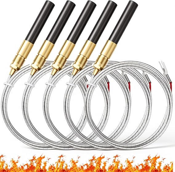 Kingdder 5 Pcs 36" Thermopile Generators 750 Millivolt Thermopile for Gas Fireplace Water Heaters Fryer Cluster Replacement Part