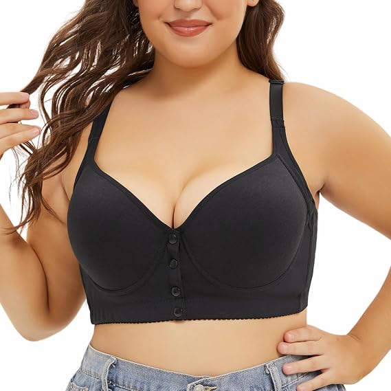 Underwire Bras for Women Push up Full-Coverage Bra Front Close Bra for Big Bust Thin Cup Minimizer Bras for Women