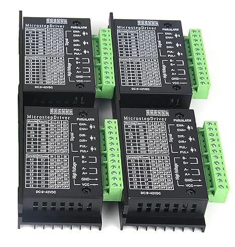 4 Pack TB6600 Stepper Motor Driver, Nema 17/23/34 Stepper Motor CNC Controller, 4A 9-42V Stepper Motor Controller for 42/57/86 Stepper Motor, Single Axes Two Phase Hybrid
