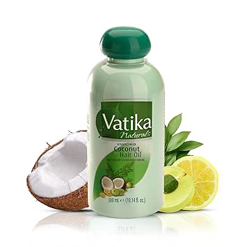 Dabur Vatika Naturals Coconut Hair Oil with Henna, Amla, Lemon & 5 Herbs - Nourish & Strengthen Hair & Scalp for Healthy & Radiant Hair for Kids, Women & Adults - 10.14 Fl Oz Pack of 1