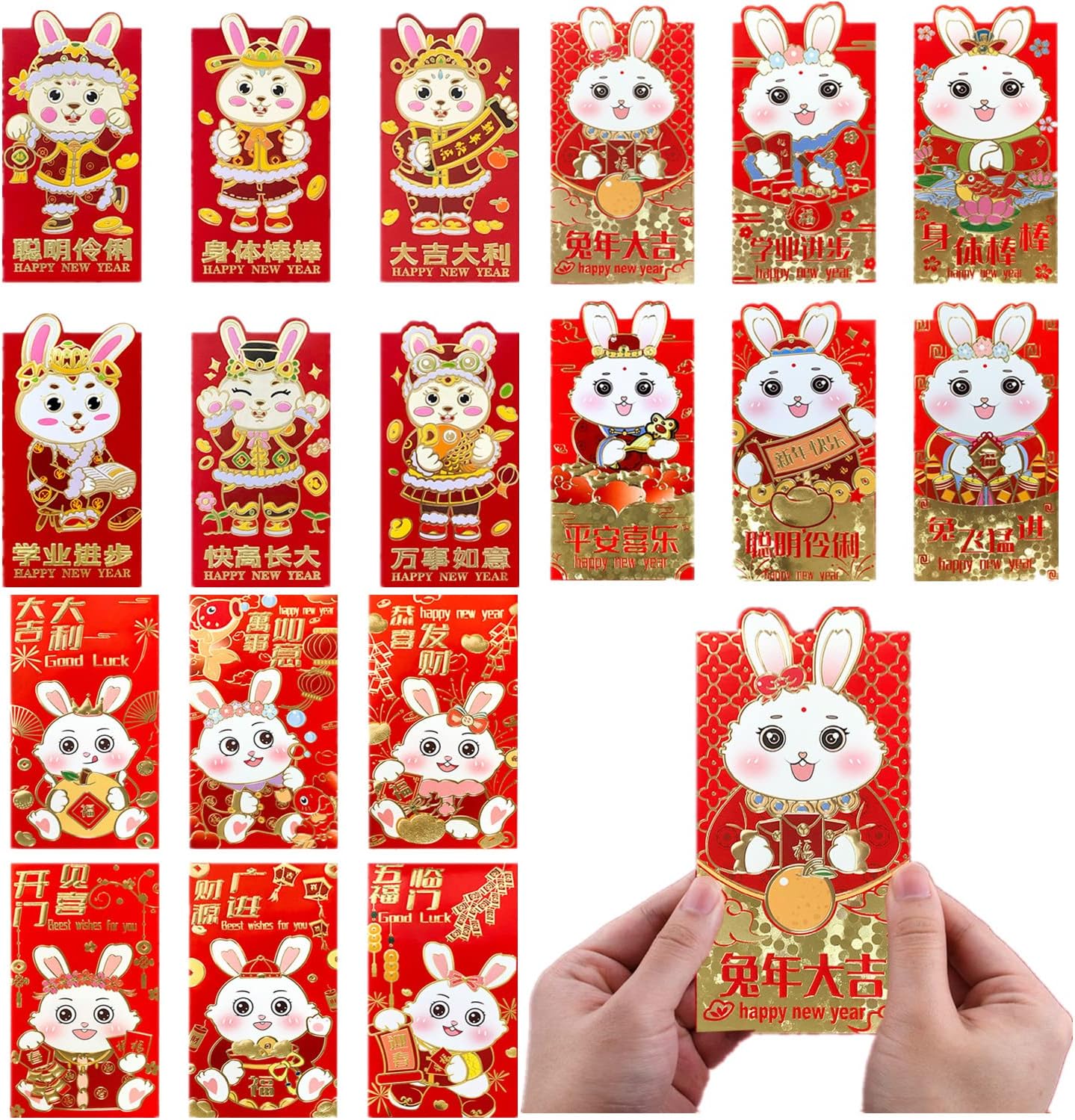 36PCS Chinese Red Envelopes, 2023 Chinese New Year Rabbit Year HongBao Lucky Money Pockets for Spring Festival,Lucky Money Packets for Spring Festival, Wedding, Graduation and Birthday Red1