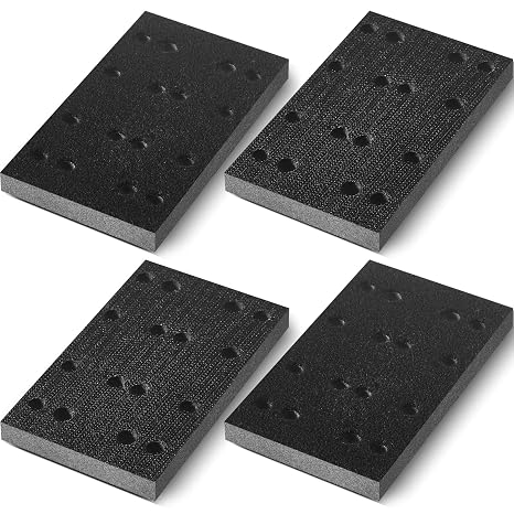 4 Pcs Soft Black Foam Sanding Pads Interface Sander Backing Pad Compatible with Festool RS400 LS130 Sander, 80 x 133 x 12 mm