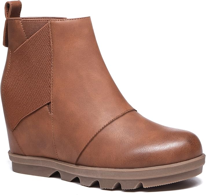 Athlefit Women's Wedge Boots Comfortable Ankle Wedge Booties
