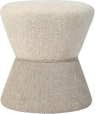 Modern Ottoman Footstool, Small Vanity Foot Rest Stool Chair, Upholstered Ottoman for Entryway, Living Room, Bedroom, Camel
